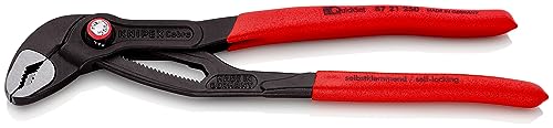 KNIPEX Cobra QuickSet Hightech-Wasserpumpenzange auf SB-Karte grau atramentiert mit rutschhemmendem Kunststoff überzogen 250 mm, 87 21 250 SB