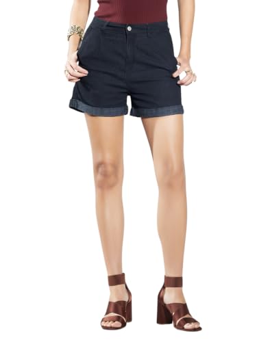 Image of Miss Chase Women's White Regular High Rise Clean Look Regular Stretchable Denim Shorts