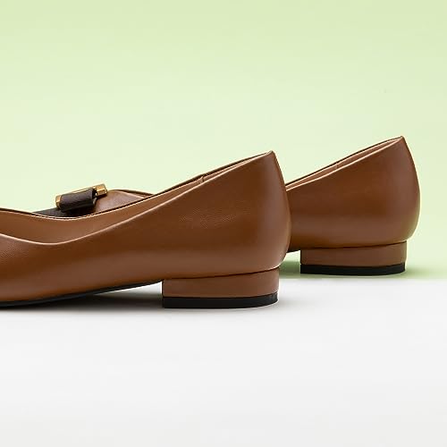 C. Paravano Women's Flats - Pointed Toe Ballet Flats for Women | Slip-On Work Flats with Bow, Comfortable Elegant Shoes for Office, Casual Daily Wear(Size 8,Brown)3