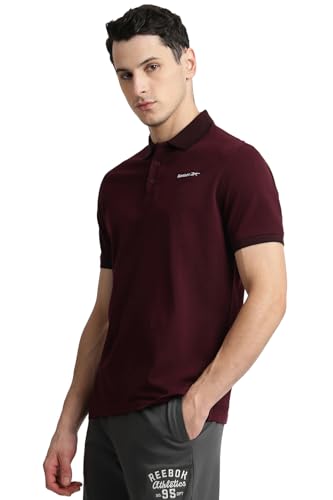 Image of Reebok Men's Jacquard Collar Polo T-Shirt, Smart Casual Regular Fit Polo Tee with Premium Detailing for Work and Weekend Wear
