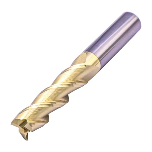 Image of 1 /2 inch 3 Flute ZrN Coated Solid Carbide Square End Mill for Aluminum, 4 inch OAL | 37 Degree Helix, Long End Mill, 1 /2 inch Cutting Diameter, 1 /2 inch Shank Diameter, 2 inch Length of Cut