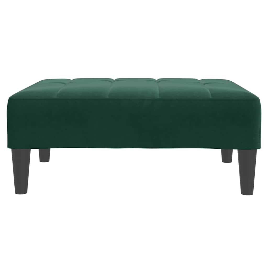 Podnóżek ciemnozielony z aksamitu 77 x 55 x 31 cm, wyściełany podnóżek z pianki i ramy ze sklejki, na sofę, fotel, do salonu, sypialni i korytarza