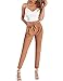 Produktbild FANCYINN Jumpsuit Zweiteiler Damen 2 Teiler Crop Top und Hose Elegant Party Sommer Outfits Khaki