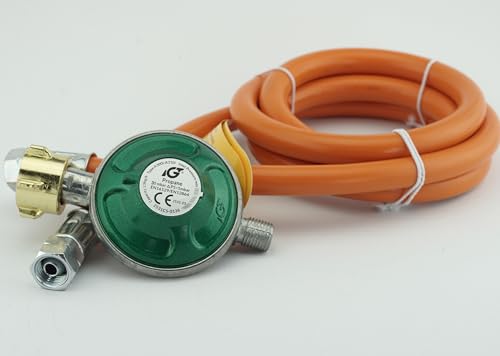 Réducteur de pression de gaz avec autocollant de sécurité - Régulateur de pression de gaz en kit avec tuyau de différentes longueurs pour réchaud à gaz,...