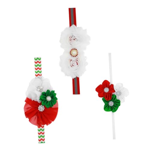 TOYANDONA 3 Piezas Diadema Navideña Diademas Para Niñas Recién Nacidas Cintas Para El Pelo De Perro Diademas De Bebé Lazos Para El Cabello Para Pequeños Diadema De Bebé Femenino Tela
