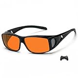 OptiCraft Gaming Fitover Glasses for Prescription Wearers, Headset Compatible, Amber-Tint Lenses Block Blue Light to Reduce Eyes Strain & Headaches, Enhance Focus for Esports & Gamers, Improve Sleep