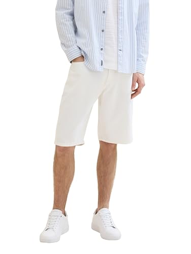 TOM TAILOR Herren Morris Relaxed Fit Shorts, White Denim, 38 – Ansicht 1