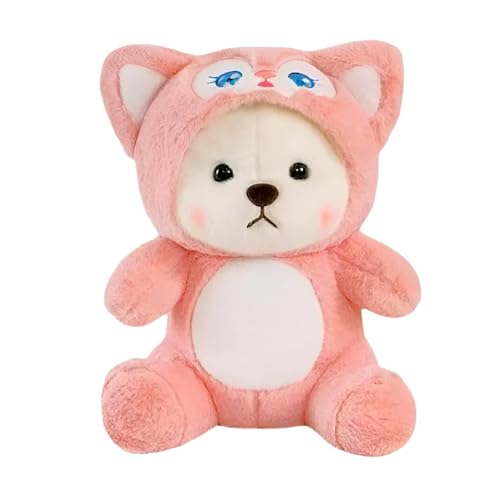 Image of Cionum 35cm Light Pink Hooded Teddy Bear Plush - Ultra-Soft Stuffed Animal Soft Toy for Kids