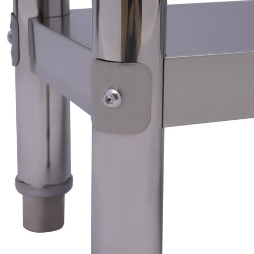 Mesa de trabajo de 2 niveles, mesa de cocina, mesa de acero inoxidable, mesa de preparación para preparar y trabajar, mesa de trabajo comercial resistente con estante inferior para restaurante, casa o