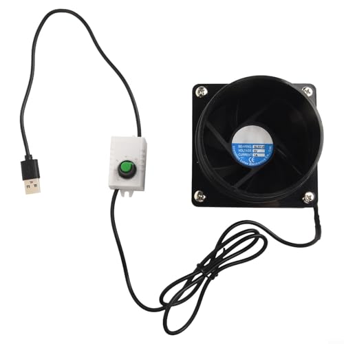 Ventilador de ventilación de aire de escape con velocidad de 5 W, conducto de cocina, funcionamiento alimentado por USB, cobertizos silenciosos, carcasa de plástico negro que tiene Co (solo el