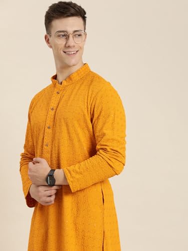 Image of Amazon Brand - Tavasya Men Rayon Blend Embroided Regular Kurta