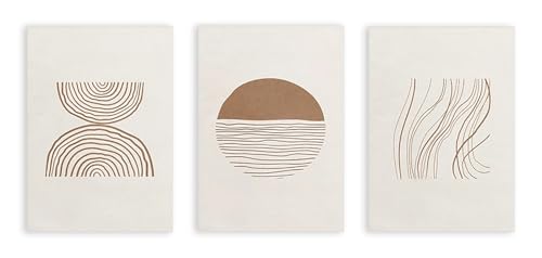Art mural minimaliste boho pour salon moderne beige et geometrique