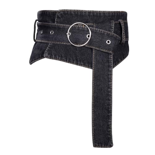 Denim Waist Belt Casual and Versatile Fashion Wide Belt Waist-Tightening Decorative for Outer Shirt and Dress