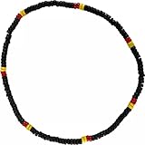 ELLU Collar con cuentas de madera negra, roja y amarilla, para hombre, mujer, niño, joyería de madera