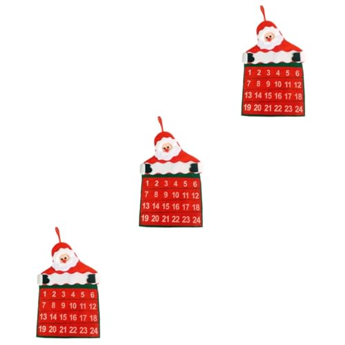 Cabilock 3 Piezas calendario de adviento de tela belén cuenta regresiva para navidad calendario de santa claus calendario navideño número objetos decorativos accesorios mayor rojo