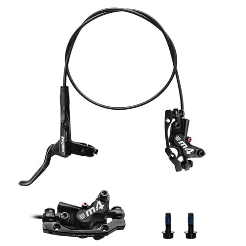 ZTZ 4-Piston Mountain Bike Hydraulic Brake Set Front 850mm and Rear 1600mm Hydraulic Disc Brake Kit with PM/is Adapter Fits for eBike MTB and BMX (Left Rear)