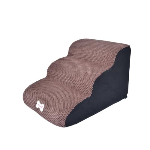 TIKHJ 犬 階段 ステップ ドッグステップ 犬 ペット 猫 ペット用品 滑り止め付き 洗える 高密度 安定性 (3段,コーヒーカラー)
