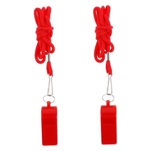 2 Pitos Plásticos Rojos con Cordón para Deportes y Supervivencia miniatura 1