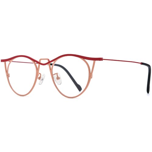 Image of FONEX Colorful Pure Titanium Glasses Frame Women Retro Round Eyeglasses F85782