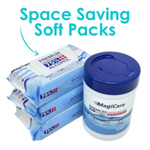 Magicare Hand Sanitizer Wipes (4-80Ct Packs) - Disposable 75% Alcohol Wipes - Unscented Sanitizing Wipes For Home, Travel, Classroom, Camping, Etc - Four, 80Ct Hand Wipes Soft Packs (320Pcs) #TOP7