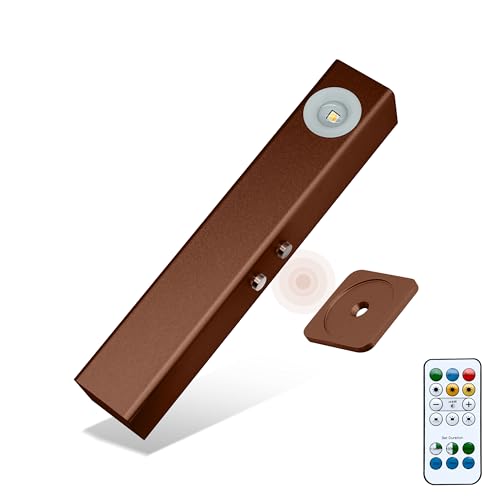 Image of Motion Sensor LED Night Lights, 2500 mAh Rechargeable Battery Operated Indoor Wall Light Without Power Connection with Switch, Wireless Wall Lighting Battery for Cabinet Bedroom Stairs (Brown)