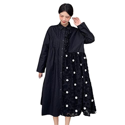 Robe vintage en coton noir XXL pour vos sorties décontractées d'automne