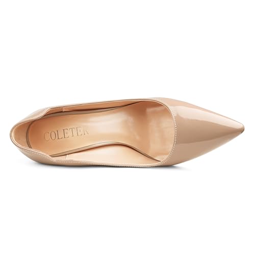 COLETER Women's 4 Inch Pumps Pointy Toe Wedding Dress Shoes Slip on Stiletto Pumps