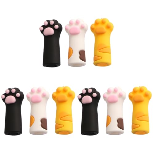 VOSAREA 9pcs Cat Paw Protector Scissors Safety Scissors Tip Cap Cuticle Manicure Tools Cover Animal Nippers Cover Metal Shears Nipper Sleeve Child PVC Soft Glue Cartoon Pointed Hat
