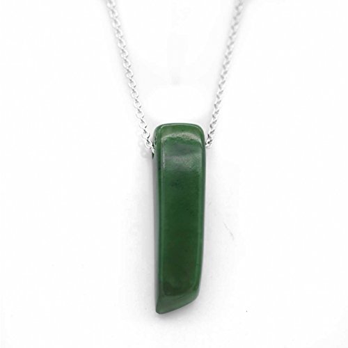 Stellia Dagger Jade Necklace 18” – 20” Adjustable Silver Plated Chain