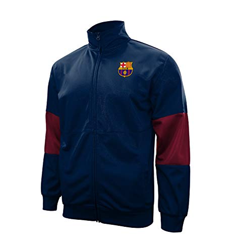 Icon Sports Soccer Track Jacket – Official Men’s FC Barcelona Barca World Football Club Team Casual Full Zip Up Active Adult Training Top FCB49TJ-N L