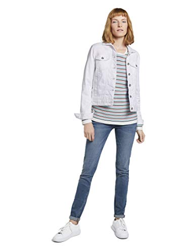 TOM TAILOR Damen Basic Strickpullover aus Bio-Baumwolle, 26249 - Peach Multicolor Stripe, L – Ansicht 4