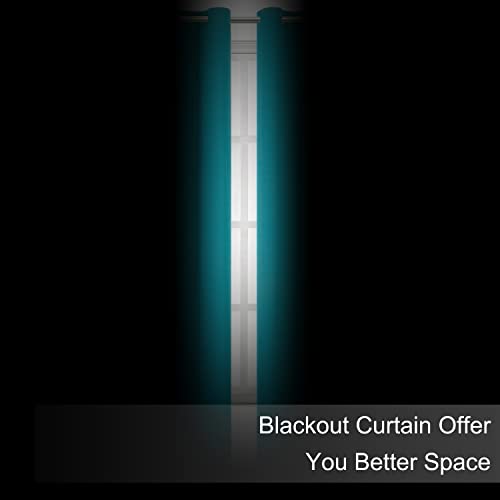 Image of LEMOMO Blackout Curtains 66 x 84 inch /Teal Curtains Set of 2 Panels /Thermal Insulated Room Darkening Bedroom Curtains