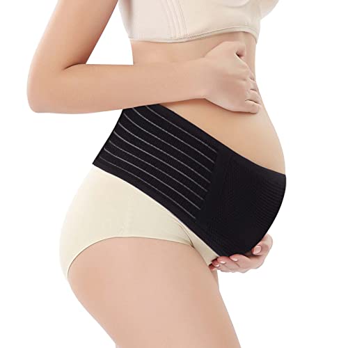 Colexy Cinturón de Maternidad, Cinturones de Embarazo Banda Bump Cinturón, Ajustable Barriga Cinturón De Soporte Para Embarazo, Transpirable Cinturon Pelvico Embarazo y Postparto (Negro)