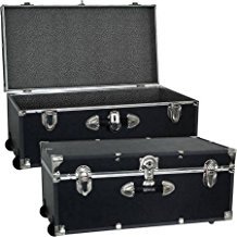 Mercury Luggage Seward Trunk Wheeled Storage Footlocker, 30" (Black)