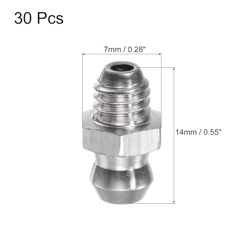 Image of uxcell 201 Stainless Steel Straight Grease Fitting M6 x 1mm Thread Hydraulic Grease Fitting Accessories, 30Pcs