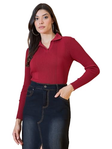 Image of 98 Degree North Women Spread Collar Sweater-G1577-BLACK