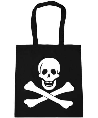 Image of Hippowarehouse skull and crossbones Tote Shopping Gym Beach Bag 42cm x38cm, 10 litres