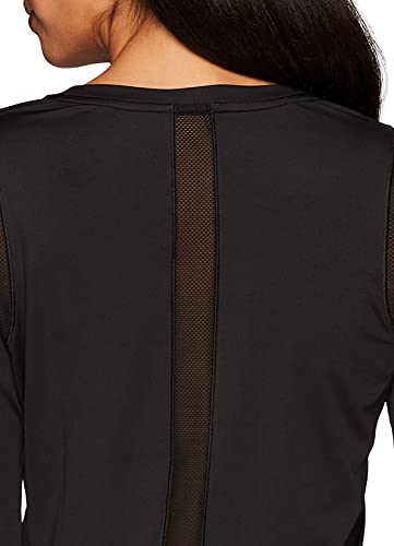 Rbx Active Women's Long Sleeve Ventilated Mesh Running Tee, Lightweight Quick Dry Workout T-Shirt With Airy Mesh Panels Mesh Insert Black M #TOP3