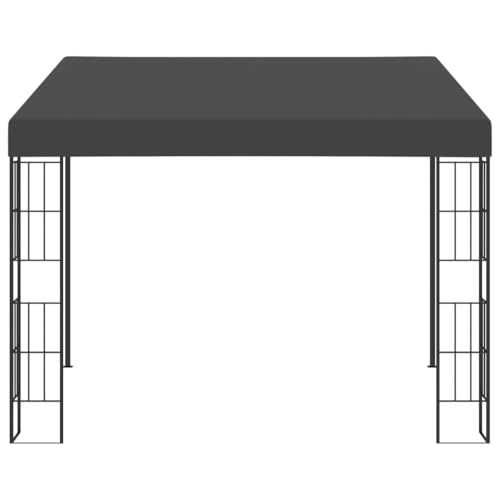 Tonnelle murale d'extérieur 3 x 3 m avec tissu anthracite et cadre en acier comme protection solaire pour terrasse et pavillon autoportant, avec possibilité...