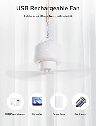 Image of JISULIFE Camping Fan 8000mAh Battery Operated, Portable Tent Rechargeable with Remote Control, Detachable Fan-Blades, Hanging Hook, Timer, 4 Speeds for Outdoor Dorm-White