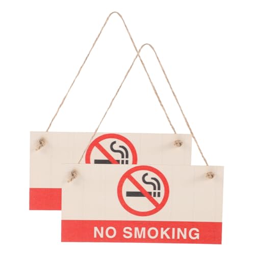 Ipetboom 2 piezas Carteles Prohibido Fumar de Madera de Señales No Fumar Colgantes Diseño Claro para Oficina y Negocios Uso Interior y Exterior Aviso Visible para Lugares Públicos