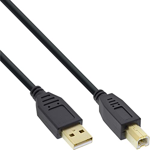 InLine 34503S USB 2.0 Kabel, A an B, schwarz, Kontakte gold, 0,3m