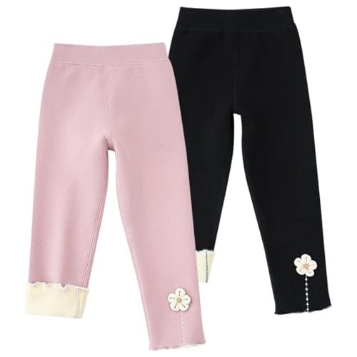 Leggings thermiques fille (lot de 2) en coton polaire pour hiver 2-7 ans