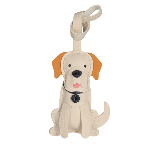 Atiyaer White Felt Dog Bag Charm Handmade Puppy Keychain Lightweight Metal Snap Hook Decorative Accessory for Purses Handbags Backpacks
