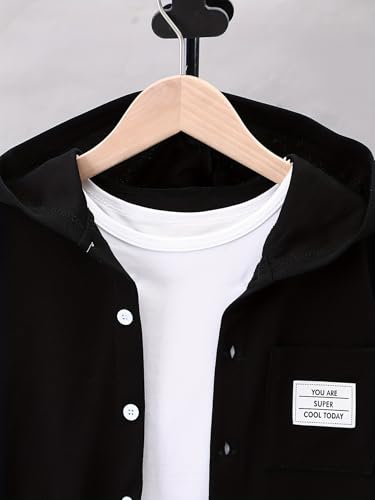 JOLYSHILD Kids Boys Clothes set 2 Piece Button Front Hoodie Pants Set Sweatsuit Fall Winter Outfits 4-12Y3