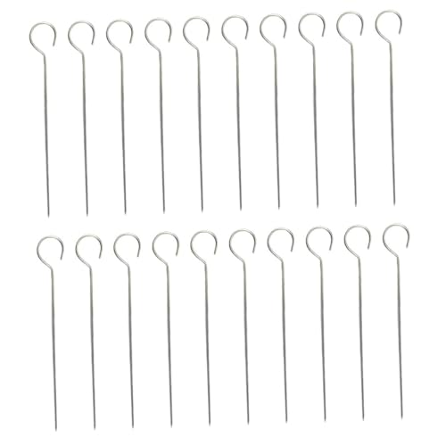 DECHOUS 20 piezas Brochetas para Barbacoa de Acero Inoxidable de Resistentes y Reutilizables para Parrilla y Camping para Pinchos de Pollo y Verduras