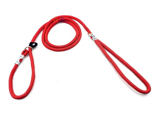 Image of RvPaws Dog Training Leash Slip Leash, Adjustable Length, Strong & Durable Training Show Leash,Soft Nylon Rope I Leather Adjustable, Length 5 Feet X 1 CM - Pack of 1 (Multicolor)