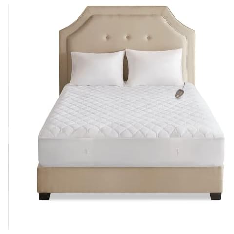Beautyrest Secure Comfort Technology-Luxury Quilted Electric Mattress Pad with Deep Pocket-5-Setting Heat Controllers, Microfiber, White, Twin XL Cover