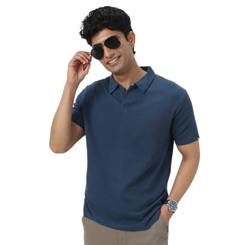 Image of Urbano Fashion Men's Textured Regular Fit Half Sleeve Cotton Polo T-Shirt