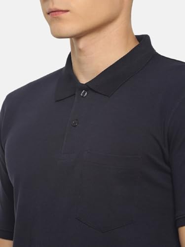 Image of Dollar Men's Pack of 1 Solid Cotton Blend Polo Neck T-Shirt